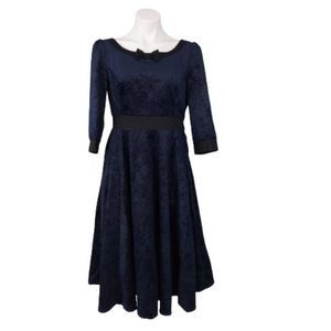 NWT Hearts & Roses Navy Paisley Retro Swing Dress